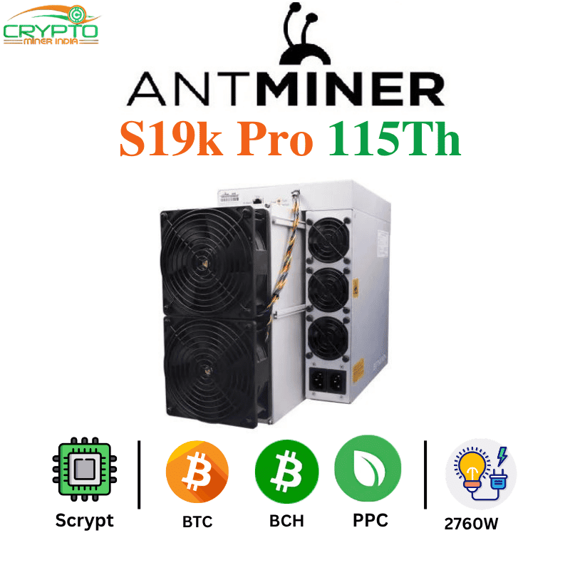 Antminer S19K Pro (115Th) CRYPTO MINER INDIA Antminer S19 115 th